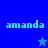 Pixelated blue background with light blue text 'amanda' and a small star symbol in two different shades of blue.