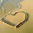 A heart shape drawn in sand with water lapping at the edges, featuring a pink 'ily' text overlay on one version.