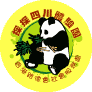 Four circular yellow animated buddy icons featuring cartoon pandas in various poses with bamboo, surrounded by red Chinese text on a green inner circle and yellow outer ring.