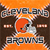 Static pixelated icon featuring the Cleveland Browns football team logo with orange and brown color scheme, text above and below a helmet graphic.