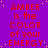 Static image with purple background, red text repeating 'AMBER is the COLOR of your ENERGY', and scattered yellow dots.