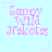 Pixelated pink text reading "Sappy Wild Jrokots" on light blue background with small star and dot patterns.