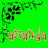 Static 48x48 pixel buddy icon with bright green background, black floral vine border on left/top corners, and pink-and-green gradient text reading "amanda" at bottom right.