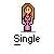 Pixel art of a woman with long blonde hair in a pink dress standing against a gray background with the word 'Single' below her.