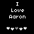 Black background with white pixelated text "I Love Aaron" and five heart symbols below, where the third heart is gray in one view and the fourth heart is gray in another.