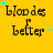 Yellow background with repeated text "blondes better" and scattered blue stars, showing animation of star positions changing across frames.