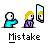 Pixel art animation of two characters: a cyan-shirted figure and purple-shirted blonde character, with speech bubbles changing text above them.