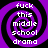 Four identical purple and black spiral patterns with white text reading 'fuck this middle school drama' arranged in a