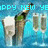 Animated icon shows champagne bottle pouring into two flutes with 'HAPPY NEW YEAR' text on blue background, repeating sequence.