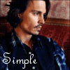 A person with dark hair and a mustache wears a blue patterned shirt against a red upholstered background, with text overlays reading Simple, Clean Cut, and Beautiful.
