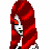 A 4x4 contact sheet of a pixel art animated icon featuring a red-haired female character with green eyes and mouth, wearing a black and white dress with red accents, against alternating black and white backgrounds in different frames.