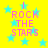 Yellow background with cyan stars and pink text reading "I ROCK THE STARS" in four identical quadrants.