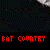 Animated sequence of bat-shaped icons with red 'BAT COUNTRY' text on black background, showing wing movement and text color variations.