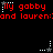 Red text 'My gabby and lauren:and lauren:and lauren:' on black background with white star icons in three , some stars have gray dots