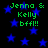 Green text reading "Jenna & Kelly bffl!!" appears over a black background with blue stars, repeated in four identical sections.