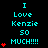 Cyan text reads "I Love Kenzie 50 MUCH!!!" with red hearts on a black background, varying heart counts