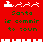 Red background with green text "Santa is commin to town" and white pixelated Santa sleigh and reindeer icons, showing animation changes in reindeer positions.