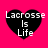 Four identical black heart-shaped icons with white text "Lacrosse Is Life" on a bright pink background, arranged in a