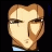 Pixelated character face with light brown hair and beige skin, next to stylized text on a black background.
