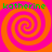 Four identical spiral patterns arranged in a on an orange background, each with green text reading 'katherine' above it
