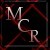 Pixelated static icon with stylized MCR letters in light pink on dark background, framed by red and green pixel clusters.
