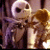Two side-by-side animated frames from a pixelated buddy icon featuring characters from The Nightmare Before Christmas with visible animation changes between frames.