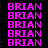 repeated 'BRIAN' text in bright pink pixelated font on black background, with white horizontal bars appearing and disappearing