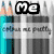 Four colored pencils labeled Me, Tara, Jenna, Clarissa with rainbow gradient on Tara's pencil and repeated text 'colour me pretty' below each label.