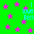 Green background with pink stars and repeated cyan text "I Love Ben" in pixelated font.