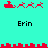 Red pixel art icons on cyan background with 'Erin' text, showing two distinct animation states with different red shapes above and below the text.