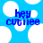 Blue background with white circles and blue text reading 'hey cutiee' in pixelated font.