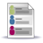 Static pixel art of a document with three colored vertical bars on the left side, each bar a different color, against a light gray background.