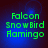 Green pixelated text reading Falcon SnowBird Aamingo on a blue gradient background with dark edges.