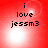 Red background with pixelated text 'i love jessm3' and a bright white circular light effect that shifts position across frames.