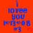 A red background displays blue text reading "i love you" with a date and heart symbols, repeating in three