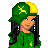 Pixel art buddy icon featuring a cartoon character in green and yellow attire with text "Ride em Hard" on the right side, displayed as part of an animated contact sheet.