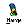 Animated contact sheet of Marge Simpson frames showing progressive hair transformation from full character to partial head with visible facial features, all labeled "Marge" below each frame.