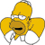 Pixelated yellow cartoon character with large round head, white eyes, black rectangular mouth, and gray limbs against plain background.