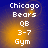 Four identical pixelated text displays on blue backgrounds with orange gradients, each showing 'Chicago Bears QB 3-7 Gym' in white block letters.