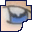 nine pixelated showing a stylized eye with blue and gray tones, some containing black-and-white text characters