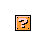 Four pixelated orange square icons with black borders, each containing a pink question mark that changes shape across frames.