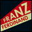 A 4-frame animated contact sheet featuring Franz Ferdinand promotional content with pixelated text and character expressions across frames.