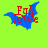 Red text 'Fall' above 'lowe' overlaid on a blue abstract shape against bright green background, with visible animation changes across frames.