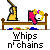 Animated pixel art of a character with yellow hair and pink clothing lying on a bed, holding a whip that changes position across frames.