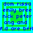 Green and blue pixelated text with four identical quadrants showing names like "dom rissa" and "emily bree" in a retro digital style