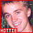 identical pixelated images showing a person with short light brown hair and blue eyes, each labeled 'HOTTIE' in red text at the bottom left