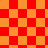 A static checkerboard pattern composed of alternating red and orange squares arranged in a uniform grid.