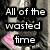 A static image with three vertical showing a person in pink shoes and dark pants, overlaid with text about wasted time and answers