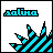 pixelated icons with 'salsa' text above a blue and black striped wave-like shape, showing animation changes in the wave's height across frames