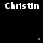Black background with repeated white text 'Christin' and pink star-like symbols in various positions across three